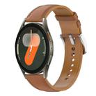 For Samsung Galaxy Watch 7 40 / 44mm Stainless Steel Quick Release Buckle 20mm Genuine Leather Watch Band(Light Brown) - 1