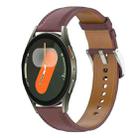 For Samsung Galaxy Watch 7 40 / 44mm Stainless Steel Quick Release Buckle 20mm Genuine Leather Watch Band(Dark Brown) - 1