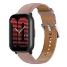 For Amazfit Active Stainless Steel Quick Release Buckle 20mm Genuine Leather Watch Band(Dark Pink) - 1