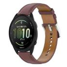 For Garmin Forerunner 165 Stainless Steel Quick Release Buckle 20mm Genuine Leather Watch Band(Dark Brown) - 1