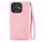 For Oukitel C53 Embossed Flower Zipper Leather Phone Case(Pink) - 3