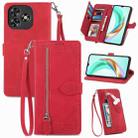 For Oukitel C53 Embossed Flower Zipper Leather Phone Case(Red) - 1