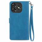 For Oukitel C53 Embossed Flower Zipper Leather Phone Case(Blue) - 3