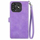 For Oukitel C53 Embossed Flower Zipper Leather Phone Case(Purple) - 3