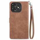 For Oukitel C53 Embossed Flower Zipper Leather Phone Case(Brown) - 3