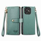 For Oukitel C53 Love Zipper Lanyard Leather Phone Case(Green) - 2