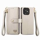 For Oukitel C53 Love Zipper Lanyard Leather Phone Case(Gray) - 2