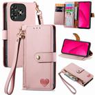 For Oukitel C53 Love Zipper Lanyard Leather Phone Case(Pink) - 1