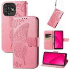 For Oukitel C53 Butterfly Love Flower Embossed Leather Phone Case(Pink) - 1