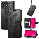 For Oukitel C53 Butterfly Love Flower Embossed Leather Phone Case(Black) - 1