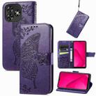 For Oukitel C53 Butterfly Love Flower Embossed Leather Phone Case(Purple) - 1