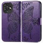 For Oukitel C53 Butterfly Love Flower Embossed Leather Phone Case(Purple) - 2