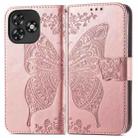 For Oukitel C53 Butterfly Love Flower Embossed Leather Phone Case(Rose Gold) - 2