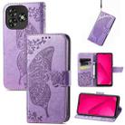 For Oukitel C53 Butterfly Love Flower Embossed Leather Phone Case(Lavender) - 1