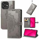 For Oukitel C53 Mandala Flower Embossed Leather Phone Case(Gray) - 1