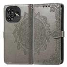 For Oukitel C53 Mandala Flower Embossed Leather Phone Case(Gray) - 2