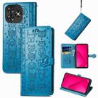 For Oukitel C53 Cat and Dog Embossed Leather Phone Case(Blue) - 1