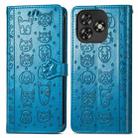 For Oukitel C53 Cat and Dog Embossed Leather Phone Case(Blue) - 2