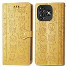 For Oukitel C53 Cat and Dog Embossed Leather Phone Case(Yellow) - 2