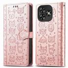 For Oukitel C53 Cat and Dog Embossed Leather Phone Case(Rose Gold) - 2