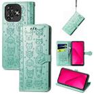 For Oukitel C53 Cat and Dog Embossed Leather Phone Case(Green) - 1