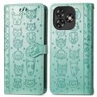 For Oukitel C53 Cat and Dog Embossed Leather Phone Case(Green) - 2