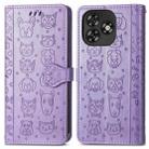 For Oukitel C53 Cat and Dog Embossed Leather Phone Case(Purple) - 2