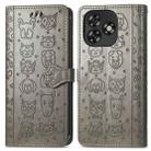 For Oukitel C53 Cat and Dog Embossed Leather Phone Case(Gray) - 2