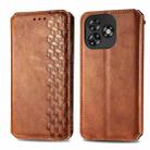 For Oukitel C53 Cubic Grid Pressed Magnetic Leather Phone Case(Brown) - 2