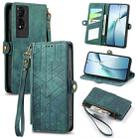 For TCL 50 5G Geometric Zipper Wallet Side Buckle Leather Phone Case(Green) - 1