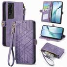 For TCL 50 5G Geometric Zipper Wallet Side Buckle Leather Phone Case(Purple) - 1