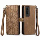 For TCL 50 5G Geometric Zipper Wallet Side Buckle Leather Phone Case(Brown) - 2