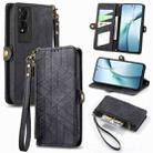 For TCL 50 5G Geometric Zipper Wallet Side Buckle Leather Phone Case(Black) - 1