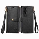 For TCL 50 5G Love Zipper Lanyard Leather Phone Case(Black) - 2