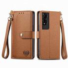 For TCL 50 5G Love Zipper Lanyard Leather Phone Case(Brown) - 2