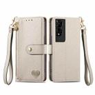 For TCL 50 5G Love Zipper Lanyard Leather Phone Case(Gray) - 2