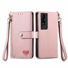 For TCL 50 5G Love Zipper Lanyard Leather Phone Case(Pink) - 2