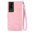 For TCL 50 5G Embossed Flower Zipper Leather Phone Case(Pink) - 3