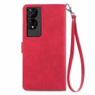 For TCL 50 5G Embossed Flower Zipper Leather Phone Case(Red) - 3