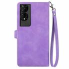 For TCL 50 5G Embossed Flower Zipper Leather Phone Case(Purple) - 3