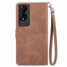 For TCL 50 5G Embossed Flower Zipper Leather Phone Case(Brown) - 3