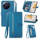 For TCL 50 Pro NxtPaper Embossed Flower Zipper Leather Phone Case(Blue) - 1