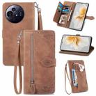 For TCL 50 Pro NxtPaper Embossed Flower Zipper Leather Phone Case(Brown) - 1