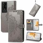 For TCL 50 5G Mandala Flower Embossed Leather Phone Case(Gray) - 1