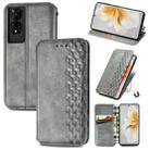 For TCL 50 5G Cubic Grid Pressed Magnetic Leather Phone Case(Gray) - 1