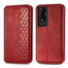 For TCL 50 5G Cubic Grid Pressed Magnetic Leather Phone Case(Red) - 2