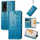 For TCL 50 5G Cat and Dog Embossed Leather Phone Case(Blue) - 1