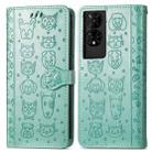 For TCL 50 5G Cat and Dog Embossed Leather Phone Case(Green) - 2