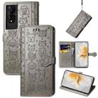 For TCL 50 5G Cat and Dog Embossed Leather Phone Case(Gray) - 1