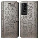 For TCL 50 5G Cat and Dog Embossed Leather Phone Case(Gray) - 2